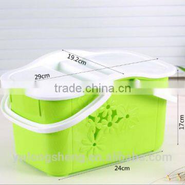 plastic storage basket with handle and lid