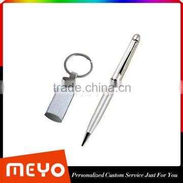 Corperation gift high level key ring chain clip and metal ball pen in gift box