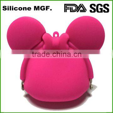 Women's Cute Candy Color Lucky mouse Silicone Key Coin Purse (light pink)