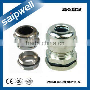 SAIPWELL M32*1.5 Newest Electrical Brass Plating Nickel Waterproof Metal Cable Gland