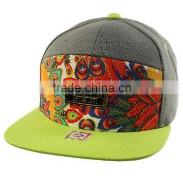 snapback hat plaid flat brim wholesale 6 panel cap