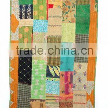 Vintage Kantha Patchwork Curtain, Patchwork Curtain, Sari Kantha Curtain