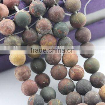 2.0mm Large Hole Hot Selling Round Matte Picasso Jasper Gemstone Loose Beads Approximate 15.5 Inch