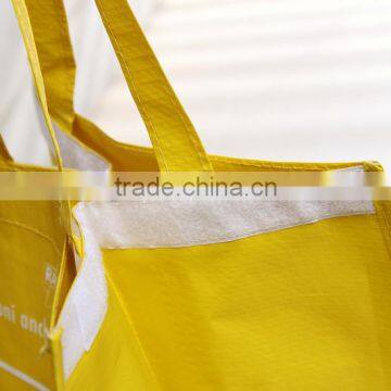Reusable Yellow Hook and Loop Wholesale pp Woven Laminated Shopping Tote Bag photo-3