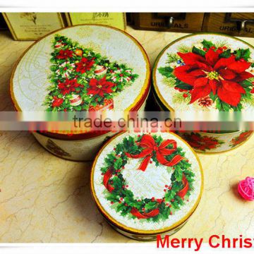 alibaba china supplier metal tin box/3 style gift box/Christmas round tin box