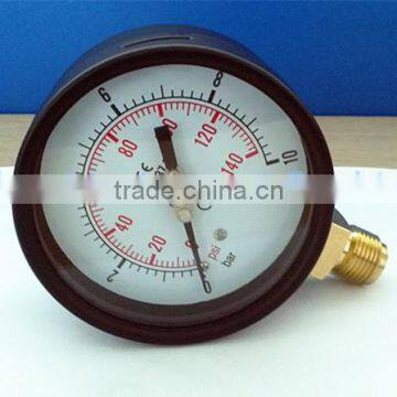 Bottom connection pressure gauge manometer for pneumatic system