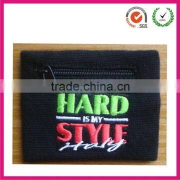 2013 Promotional Gift custom sports cotton embroidery sweatband with zipper