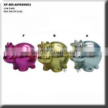 chrome plating ceramic cow saving bank