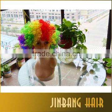 Wholesale fashion cheap colorful clown wigs/rainbow wigs/coloured fun wigs