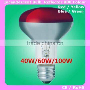 R80 40W60w75w100w E27 reflector bulb lamp incandescent colour lighting