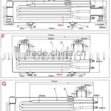 9SU431 Standard Liquid Heaters, 88mm Diameter, Length 313mm, Hairpin Tubular Heaters photo-3