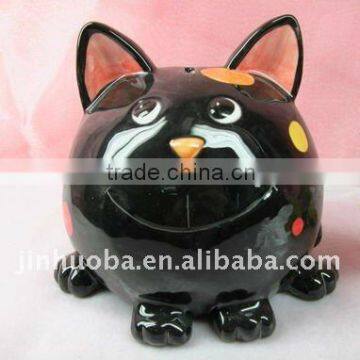 Ceramic cartoon black cat money bank