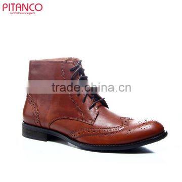 Rust Brush color cowhide Brogues style mens laced bootss