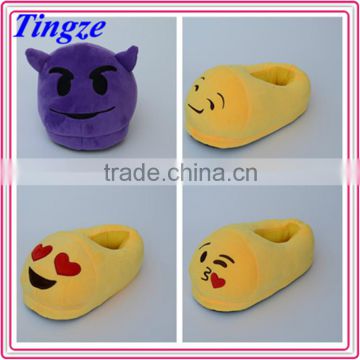 Wholesale cheap indoor plush lady shoes whatsapp emoji women slippers