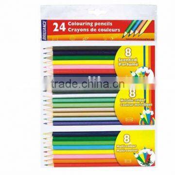 scent color pencil / metallic color pencil / mixed color pencil / 24 pc in pvc bag with paper card