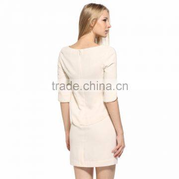Women's False Fake Two Pieces Wear to Work Party Short Sleeve Dress OEM Type ODM Manufacturer Clothes Factory Guangzhou photo-3
