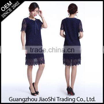 Jiaoshi factory short sleeve evening dress lace cocktail dress for women