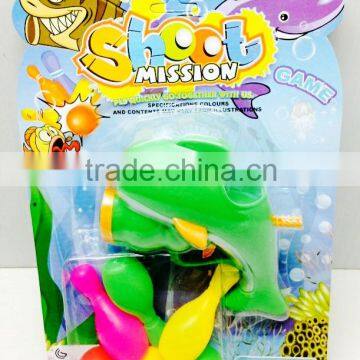 Shooting Game Solid Color Shark Dolphin Ping-pong Gun With Bowling Ball Sport Toy photo-2
