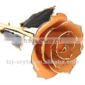 ROSE Thousand pure gold gilt edges natural rose, amber colour handmade rose flowers