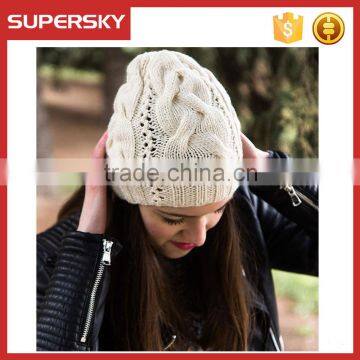 A-515 Crochet twisted cable knit beanie cable pattern knitted beanie hat women cable knit beanie