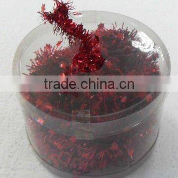 HOT SALE ! 7.5 meters Shiny Red Mini Stars Christmas Tinsel Garland