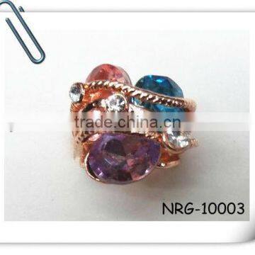 2015 Fashion multi color large stone finger ring