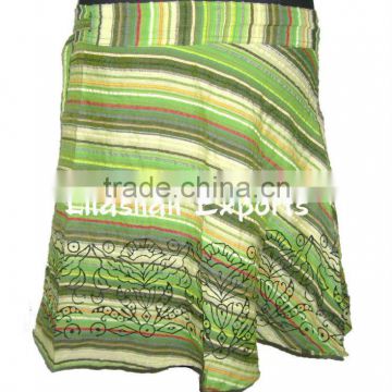 2746 Cotton Block Printed Short Skirts Garments Cotton Skirts Cotton Strip Print Skirts Women Apparel Traditional Indian Apparel