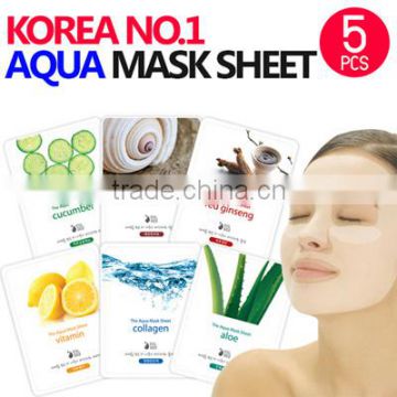 Aqua Mask Sheet 5pcs KOREA mask/ Mask sheet pack /Vitamin ALOE collagen snail essence