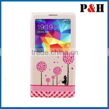 Window Touch Protective Leather Case for Galaxy S5, Side Flip PC+PU Leather Protective Case for Samsung Galaxy S5 photo-5