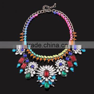 Fashion new design artificial crystal hawaii flower necklace