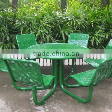 18 years customization manufacturing experience 6 seats size metal outdoor table and chairs