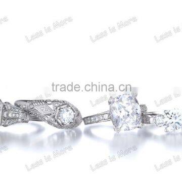 New 925 Silver cz Three Stone Ring ,engagement Ring Set photo-5