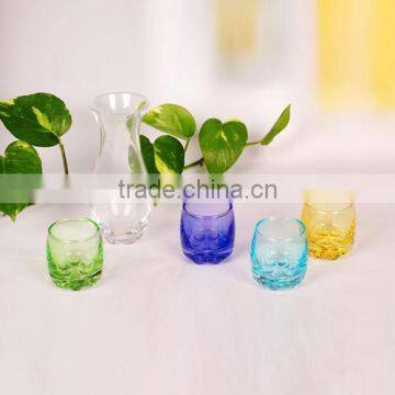 high quality 5pcs clear mouth brow glass bottle with colored cups