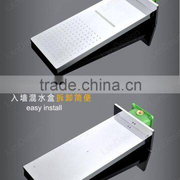 European Shower Hot Cold Mixer With Embed Box 2 Function Rainfall Waterfall Shower Head and Hand Shower Set for Bathroom