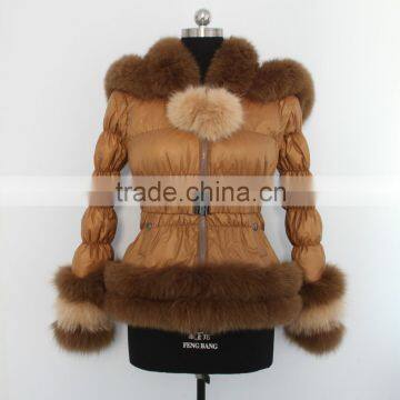 Women plus size winter hot products down jacket with fox fur hood