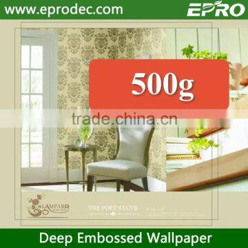 Latest washable decoration deep embossed wallpaper for home