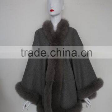 Mexico hot sale winter 100% grey cashmere capes and ponchos for women