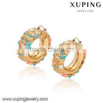 91412 Xuping Fashion Jewelery 18K Gold Plated African Jewellery Earrings Colored Hoop Earrings