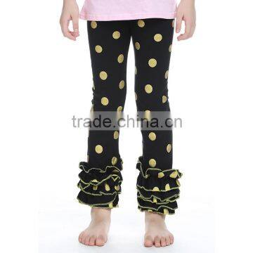 hot sale posh black gold dot ruffle pant