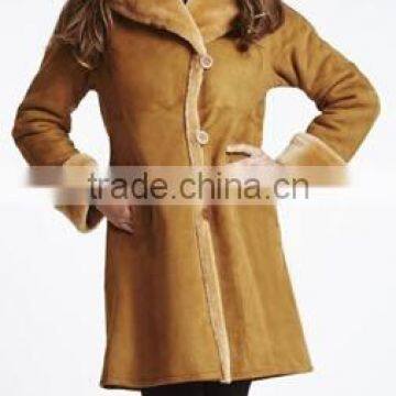 brown lambskin womens shearling coat from china