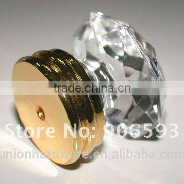 Modern European Crown Shape Crystal Cabinet Door Knob 35mm on Brass Base photo-2