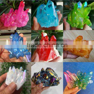 Electroplating Aqua Aura Crystal Cluster Titanium Aura Crystal Spirit Stones