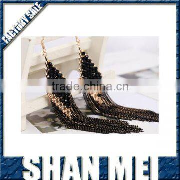 black seek beads long earrings