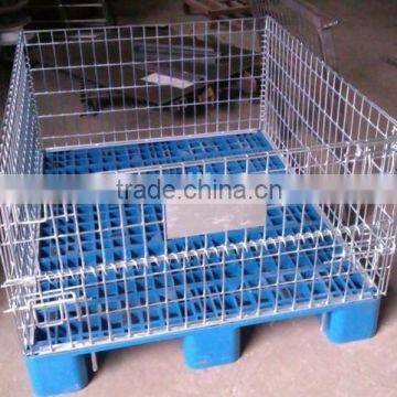 wire mesh container with pallet