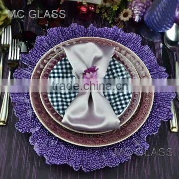 Cheap Elegant Restaurant and Home Decoration Purple Glass Wedding Charger Plate Wholesale photo-3