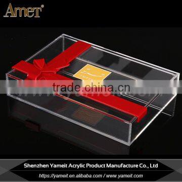 OEM/ODM Red Bowknot Decoration Clean Acrylic Sweet Box