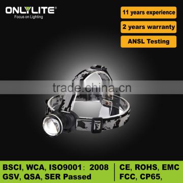 JC-HD205 triangle head shape Cree high lumen Aluminum Headlamp for rechargeable battery