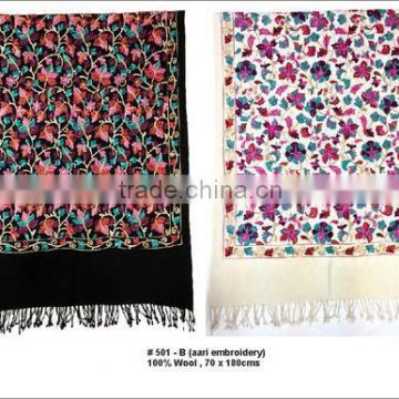 Wool Shawls501 B, Aari Embroidery