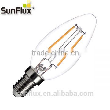 Flicker free COB filament led candle bulb e14 2w