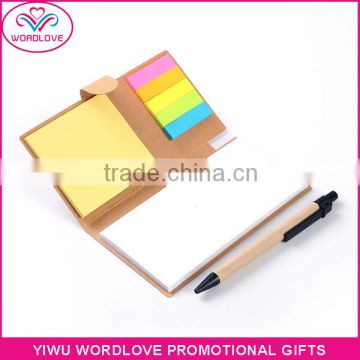 recycled memo pad with pen, multi color fridge magnet sticky notes